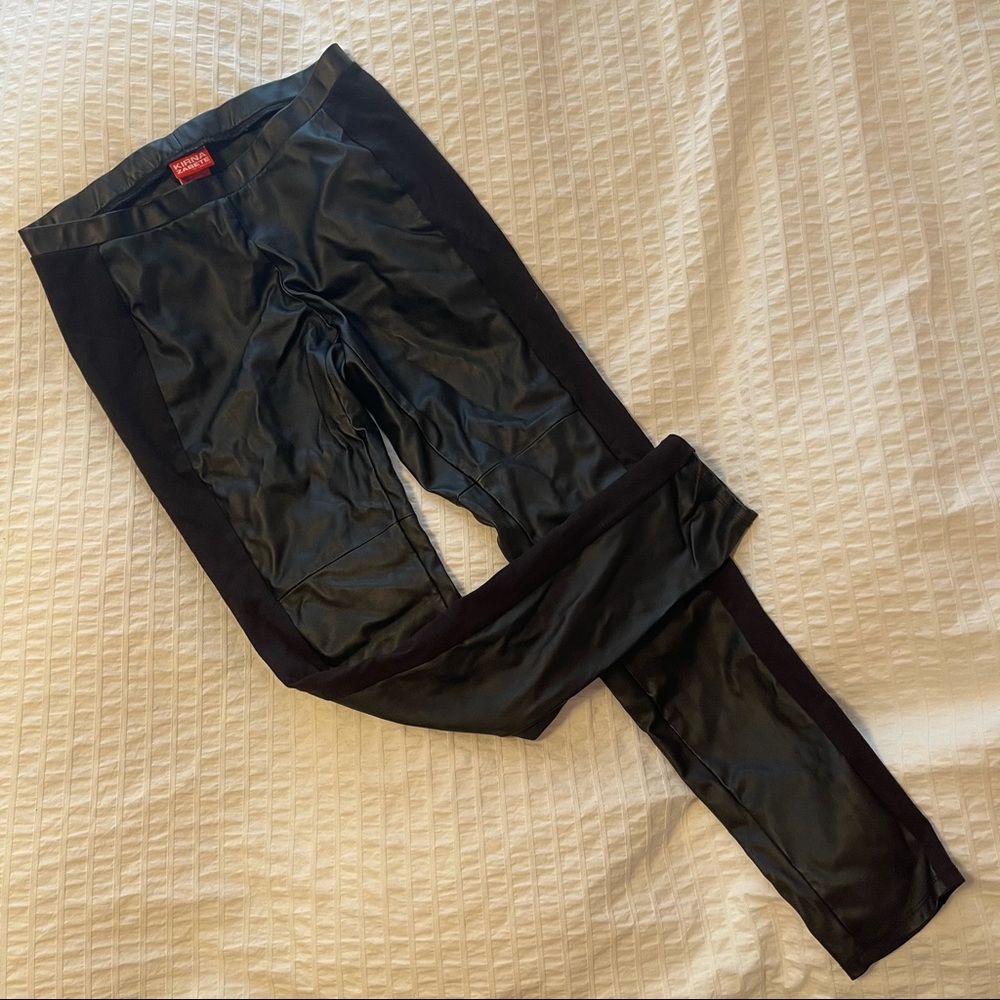 Black faux leather leggings